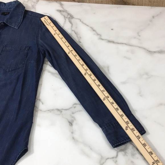 Talbots Blue Chambray Button Front Shirt Womens Small Long Sleeve - Picture 10 of 11